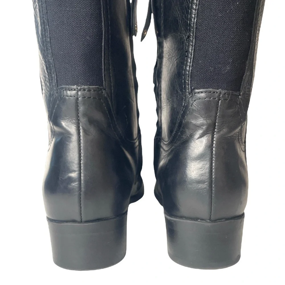 Lucca Lane Sashya Black Leather Knee High Riding Boots Size 6 Equestrian Chic